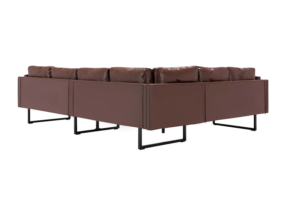 Canapé d'angle en similicuir marron