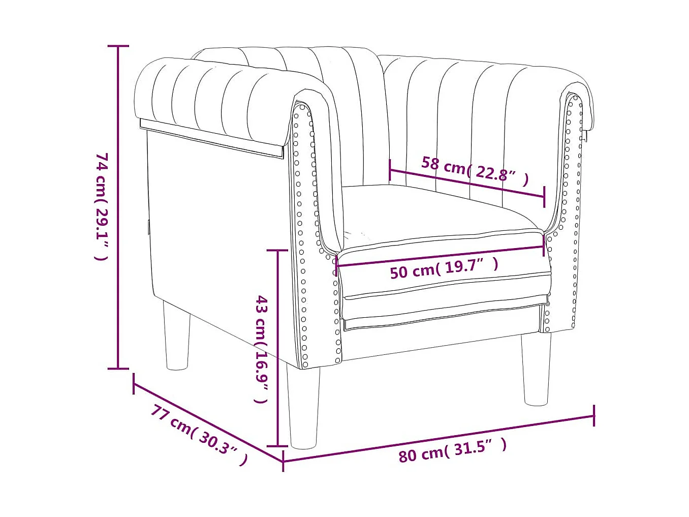 Fauteuil crème velours