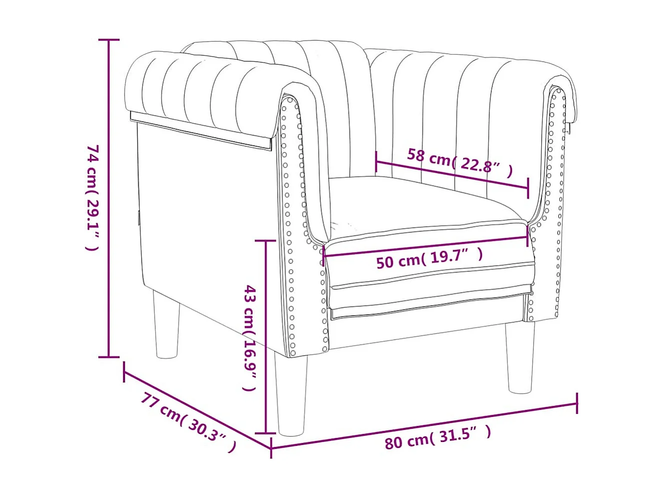 Fauteuil crème velours