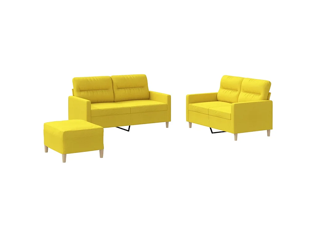 Ensemble de canapés 3 pcs avec coussins Jaune clair Tissu