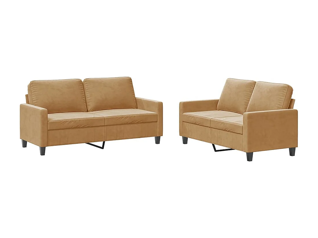 2-delige Loungeset met kussens fluweel bruin