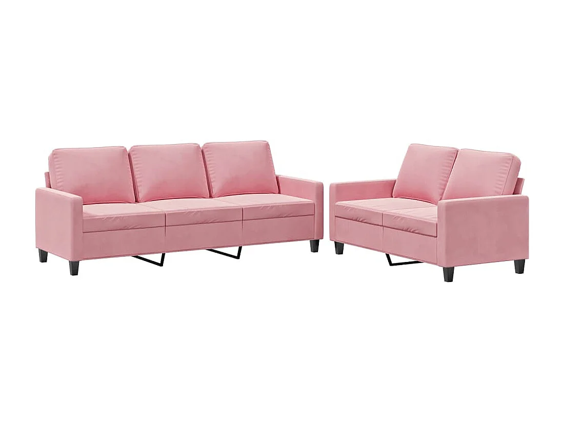 Ensemble de canapés 2 pcs avec coussins Rose Velours