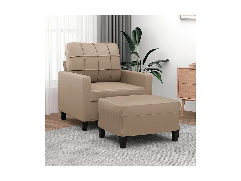 Sessel mit Hocker Cappuccino-Braun 60 cm Kunstleder