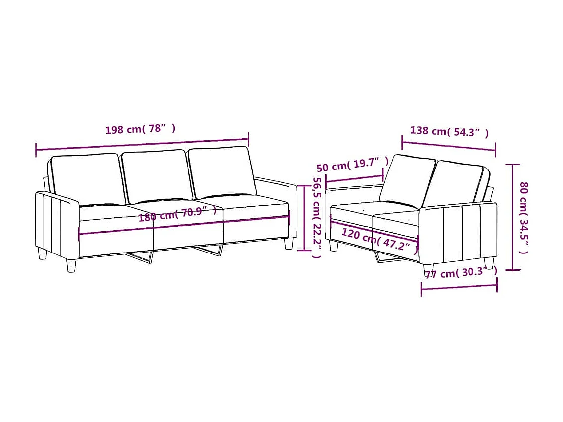 Ensemble de canapés 2 pcs avec coussins Jaune clair Tissu