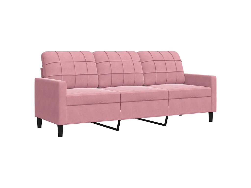 Set di Divani 3 pz con Cuscini e Rinforzi rosa in Velluto