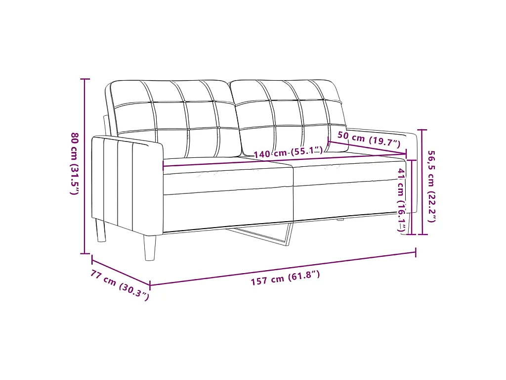 Ensemble de canapés 2 pcs gris foncé tissu