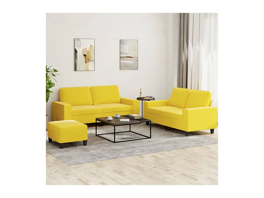 Ensemble de canapés 3 pcs jaune clair tissu