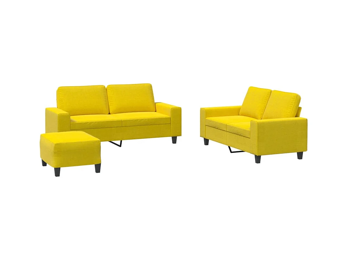 Ensemble de canapés 3 pcs jaune clair tissu