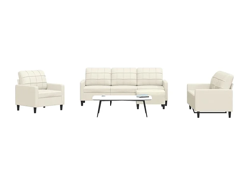 Set di Divani 4 pz con Cuscini Crema in Velluto