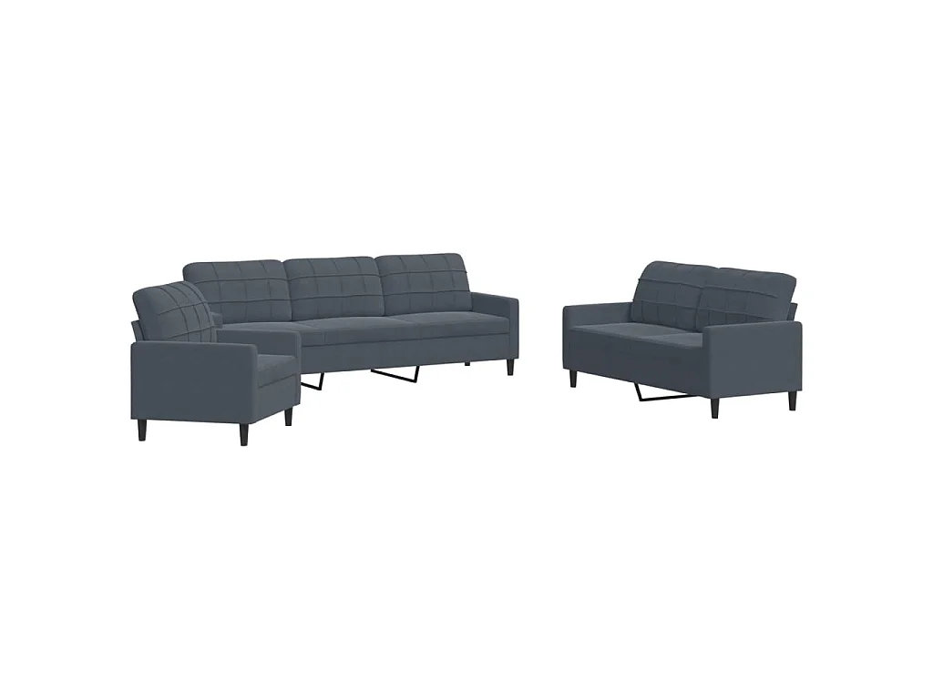 Ensemble de canapés 3 pcs avec coussins Gris foncé Velours