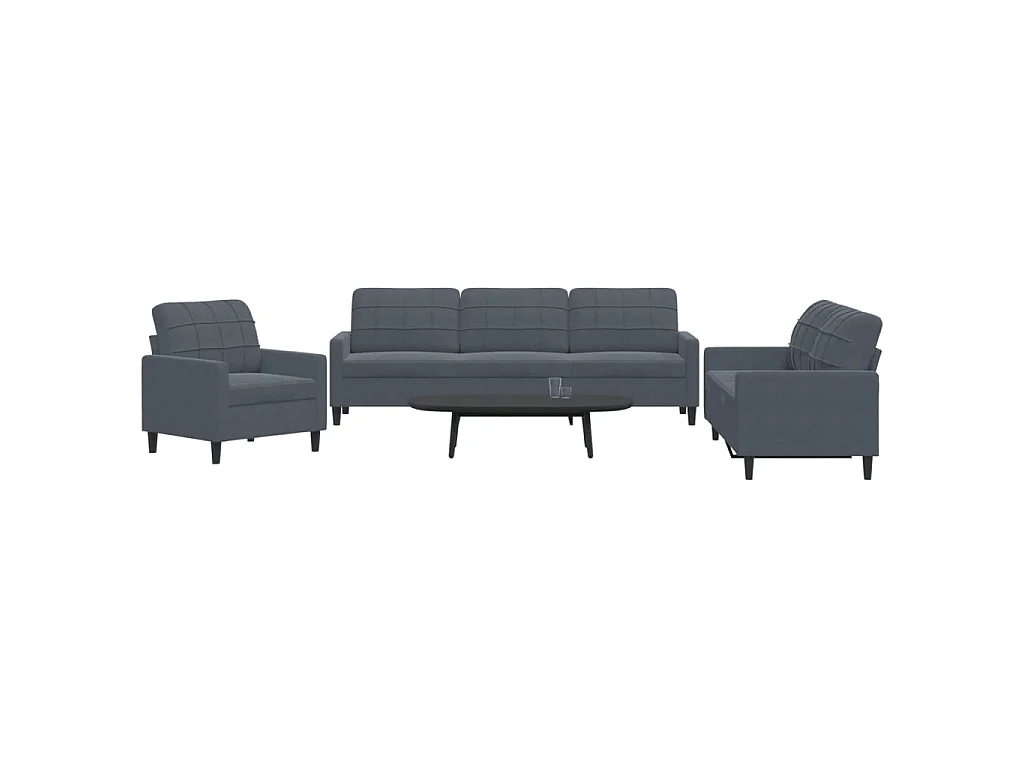 Ensemble de canapés 3 pcs avec coussins Gris foncé Velours