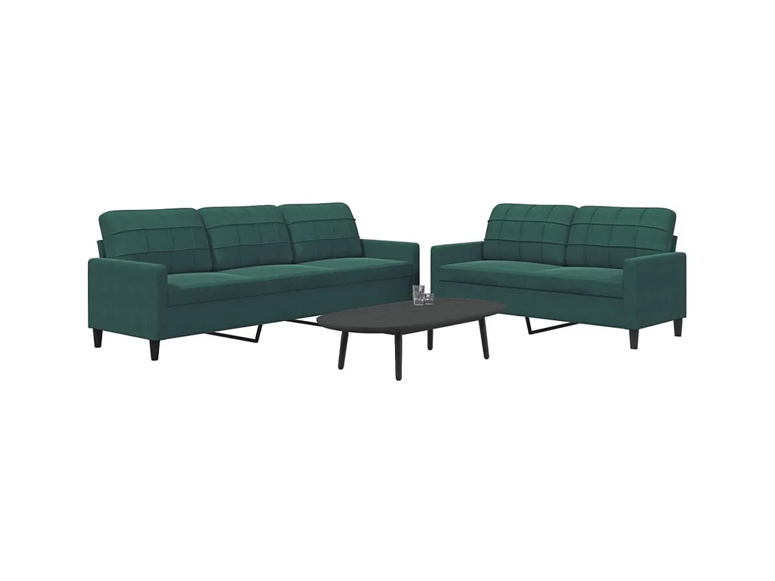 Ensemble de canapés 2 pcs avec coussins Vert foncé Velours
