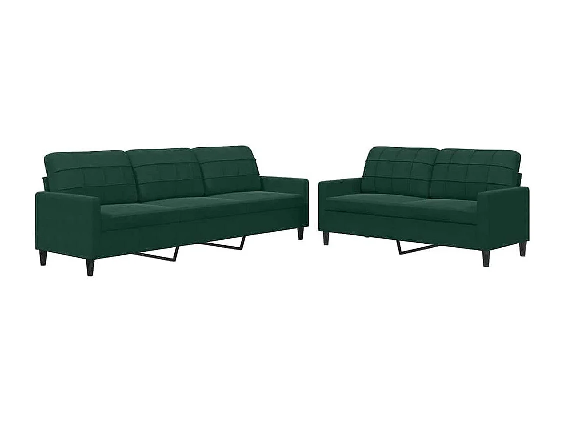 Set di Divani 2 pz con Cuscini Verde scuro in Velluto