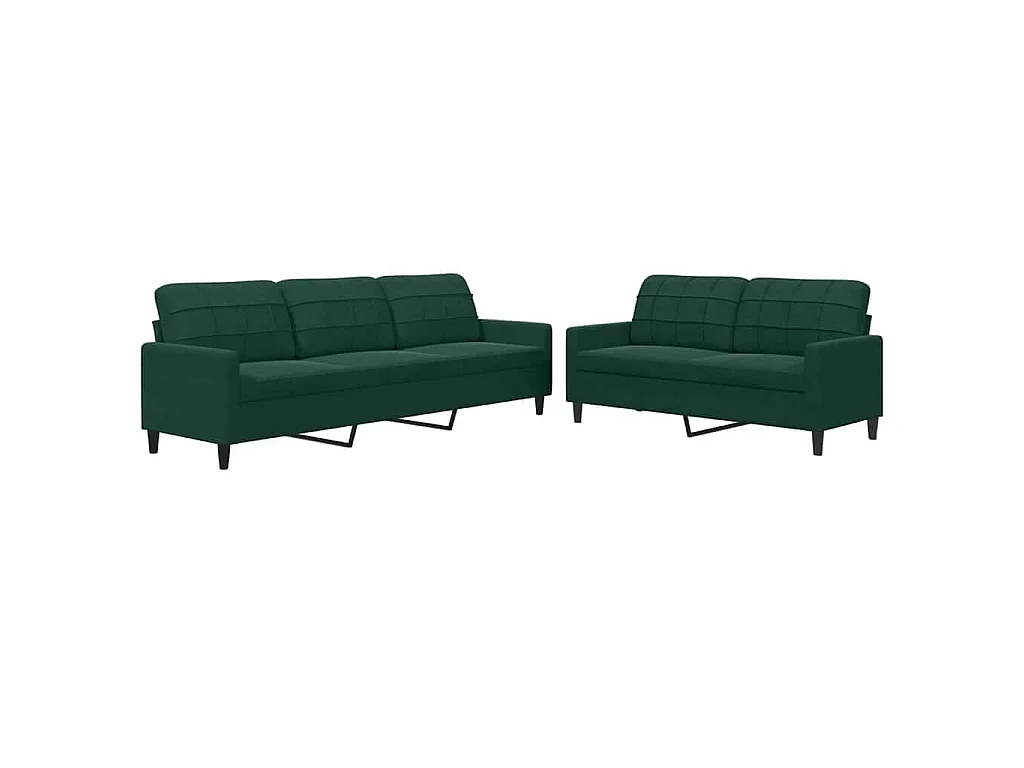 Set di Divani 2 pz con Cuscini Verde scuro in Velluto