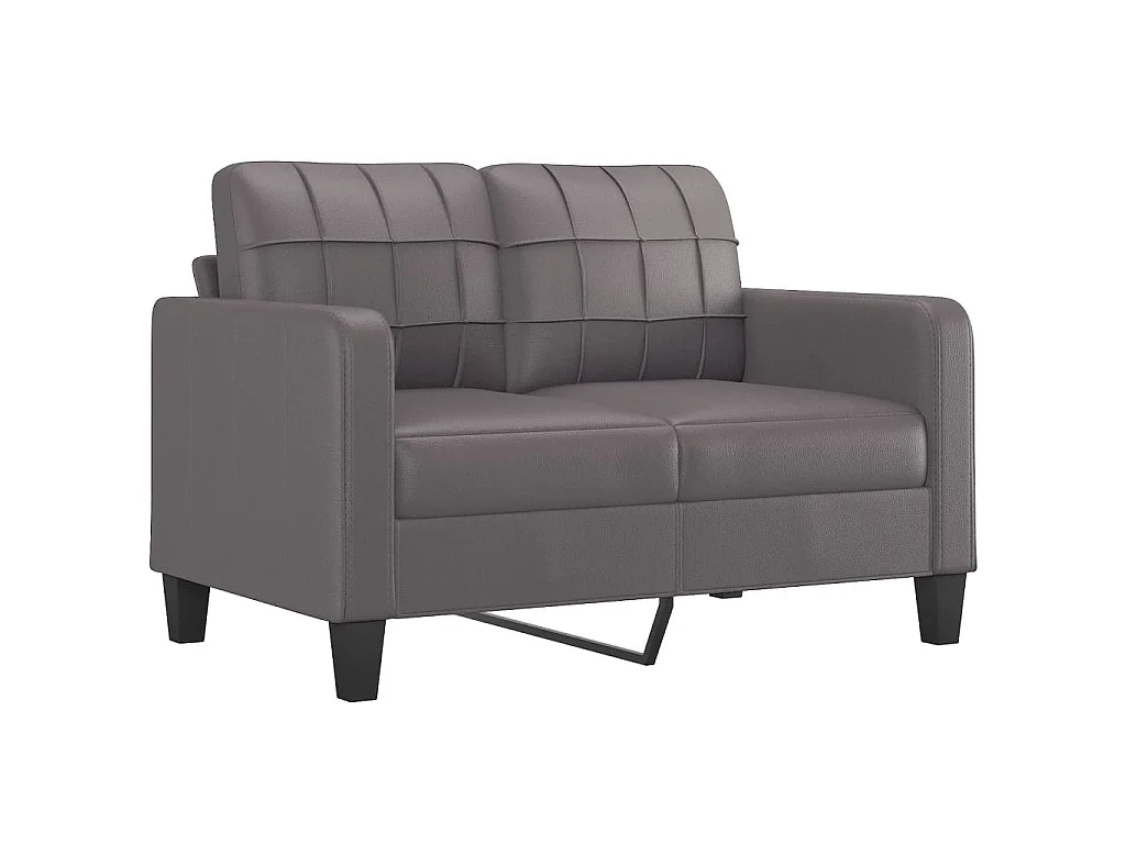 4 pcs conjunto de sofás com almofadas couro artificial cinzento