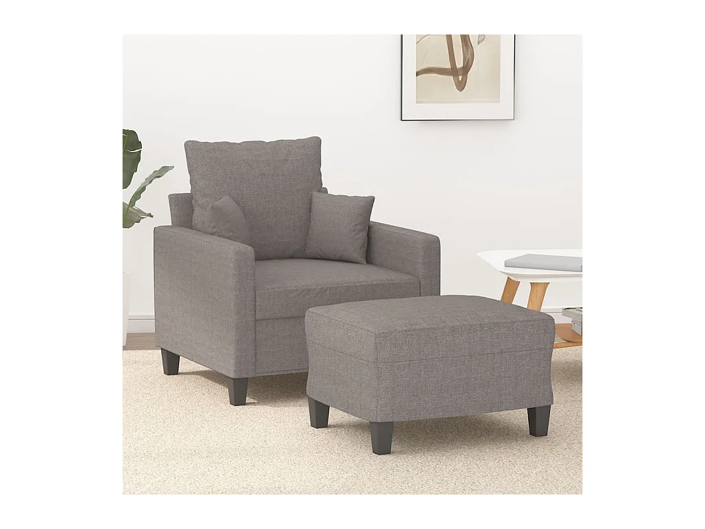 Sessel mit Hocker Taupe 60 cm Stoff