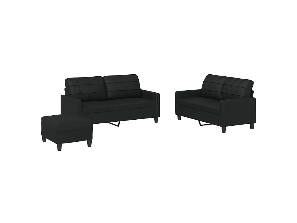 Ensemble de canapés 3 pcs avec coussins Noir Similicuir