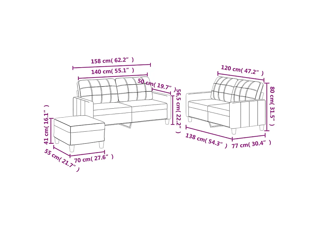 Ensemble de canapés 3 pcs avec coussins Noir Similicuir