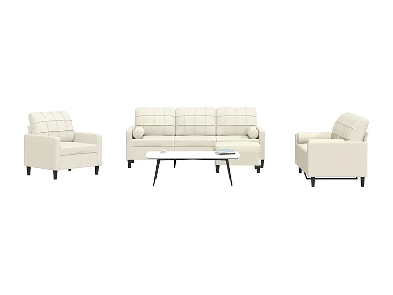 4-delige Loungeset met kussens en bolsters fluweel crèmekleurig