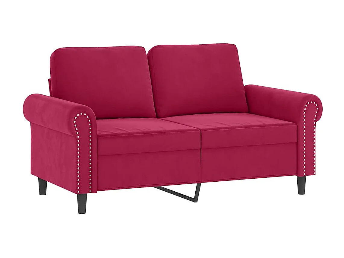 Ensemble de canapés 3 pcs avec coussins rouge bordeaux velours