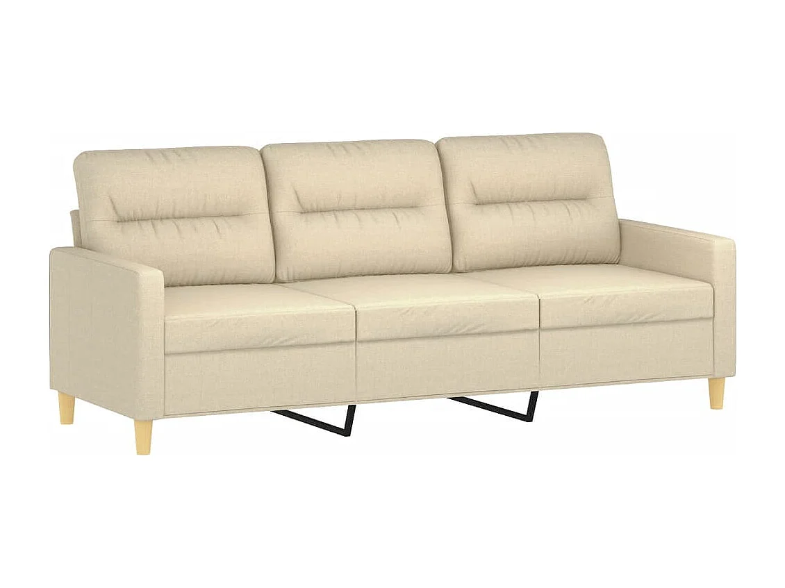 Set di Divani 2 pz con Cuscini Crema in Tessuto