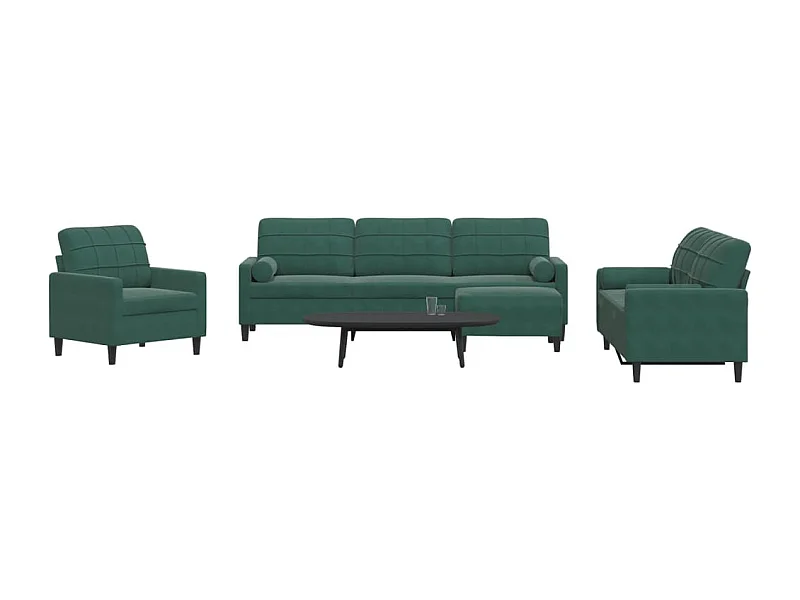 4-delige Loungeset met kussens en bolsters fluweel donkergroen