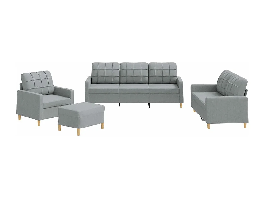 Ensemble de canapés 4 pcs avec coussins Gris clair Tissu