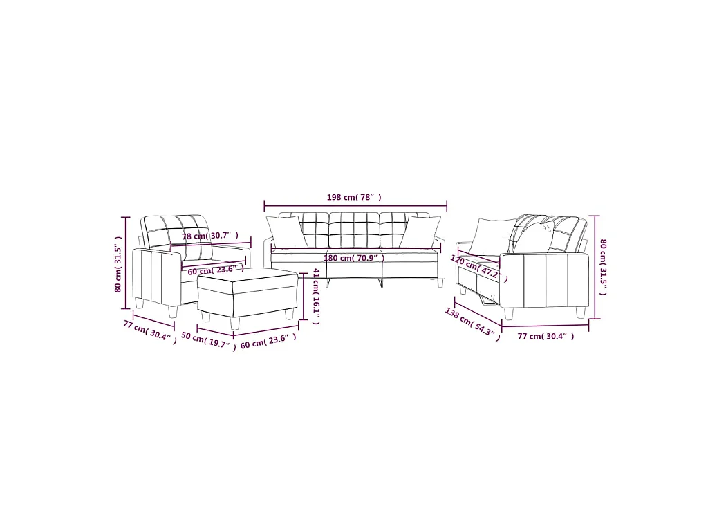 Ensemble de canapés 4 pcs avec coussins cappuccino similicuir
