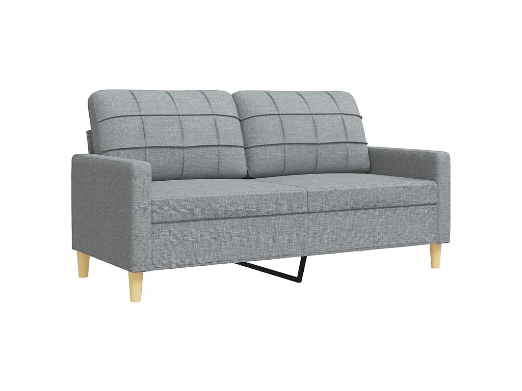 3pcs conjunto sofás c/ almofadões/apoio pés tecido cinza-claro