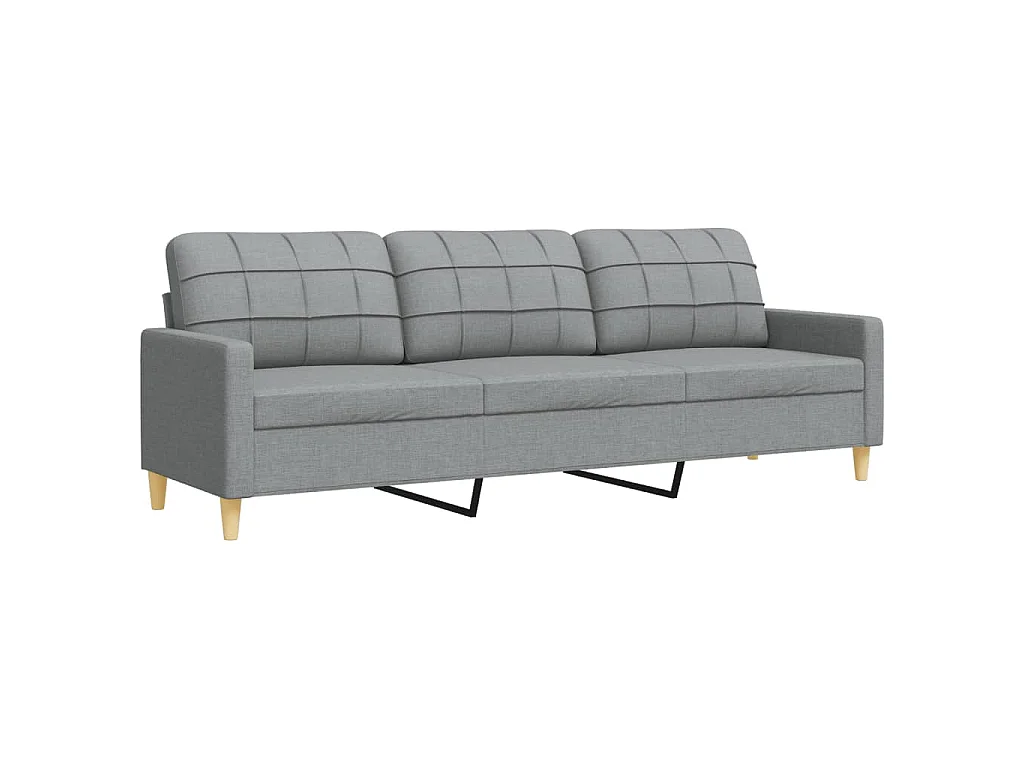 3pcs conjunto sofás c/ almofadões/apoio pés tecido cinza-claro