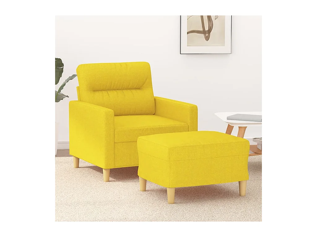 Poltrona con Poggiapiedi Giallo Chiaro 60 cm in Tessuto
