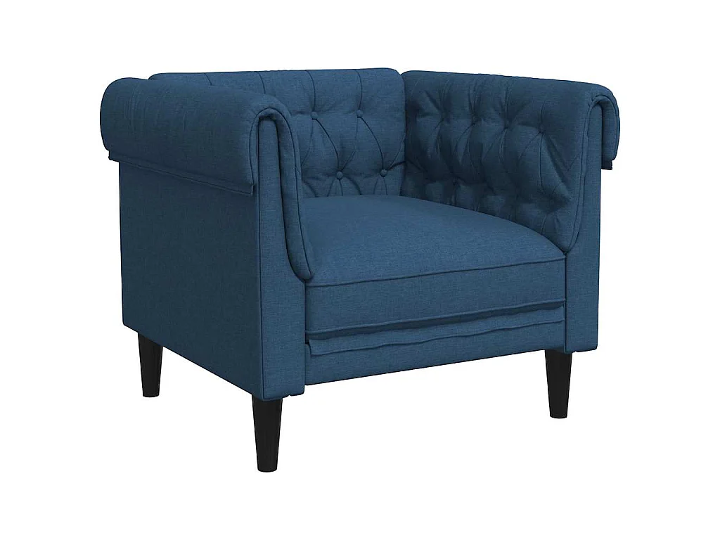 Fauteuil Chesterfield bleu tissu