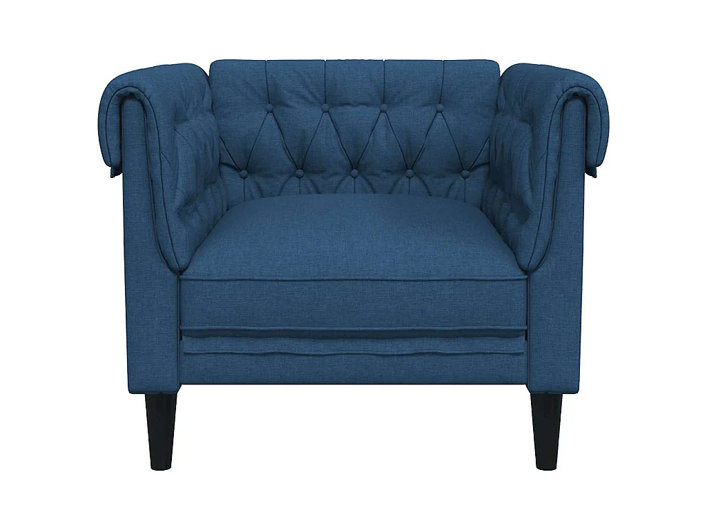 Fauteuil Chesterfield bleu tissu