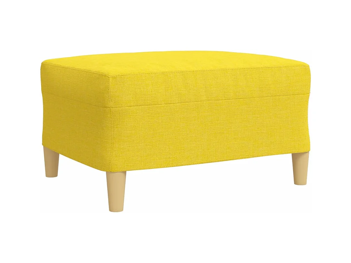 Set Divani 3 pz con Poggiapiedi e Cuscini Giallo Chiaro Tessuto