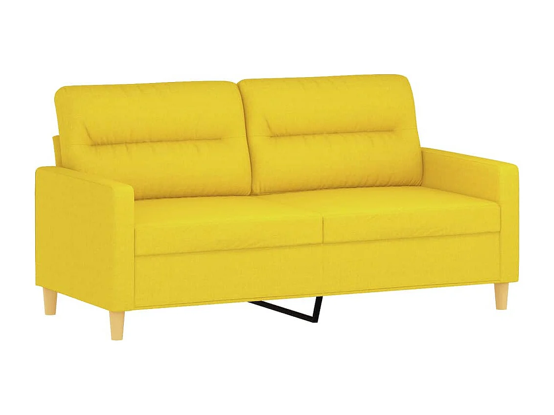 Set di Divani 2 pz con Cuscini Giallo Chiaro in Tessuto