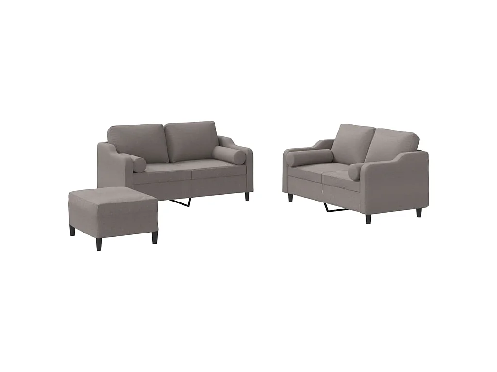 3-delige Loungeset met kussens stof taupe