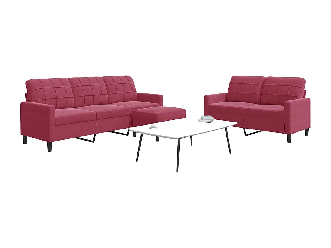 Ensemble de canapés 3 pcs avec coussins Rouge bordeaux Velours