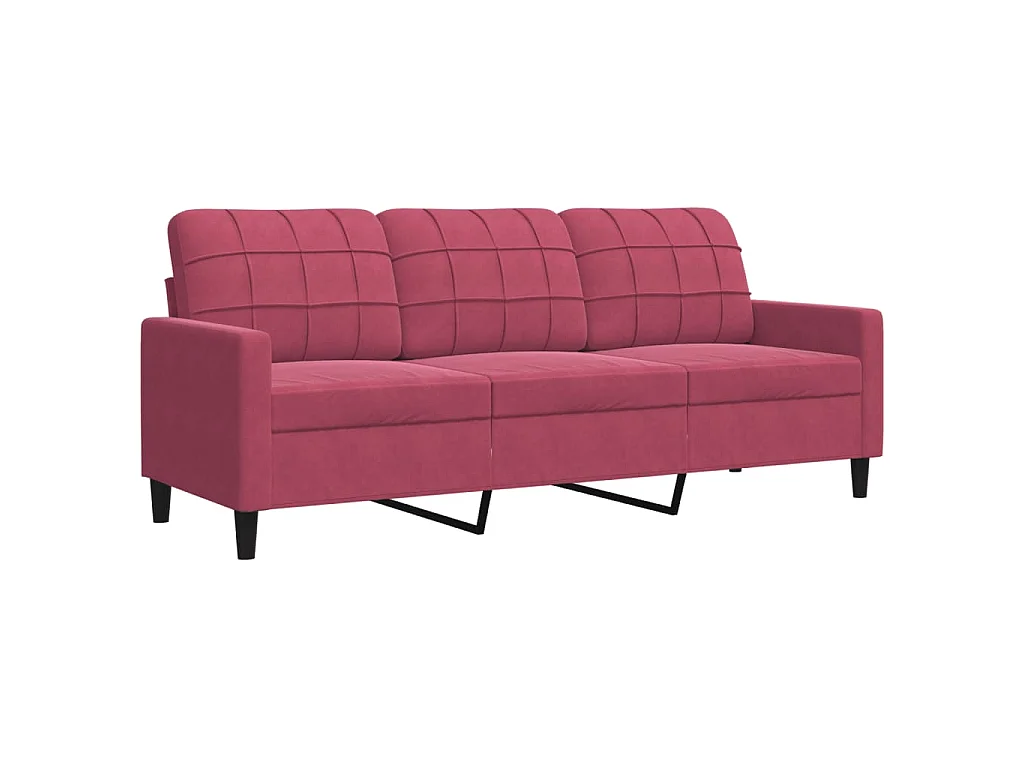 Ensemble de canapés 3 pcs avec coussins Rouge bordeaux Velours