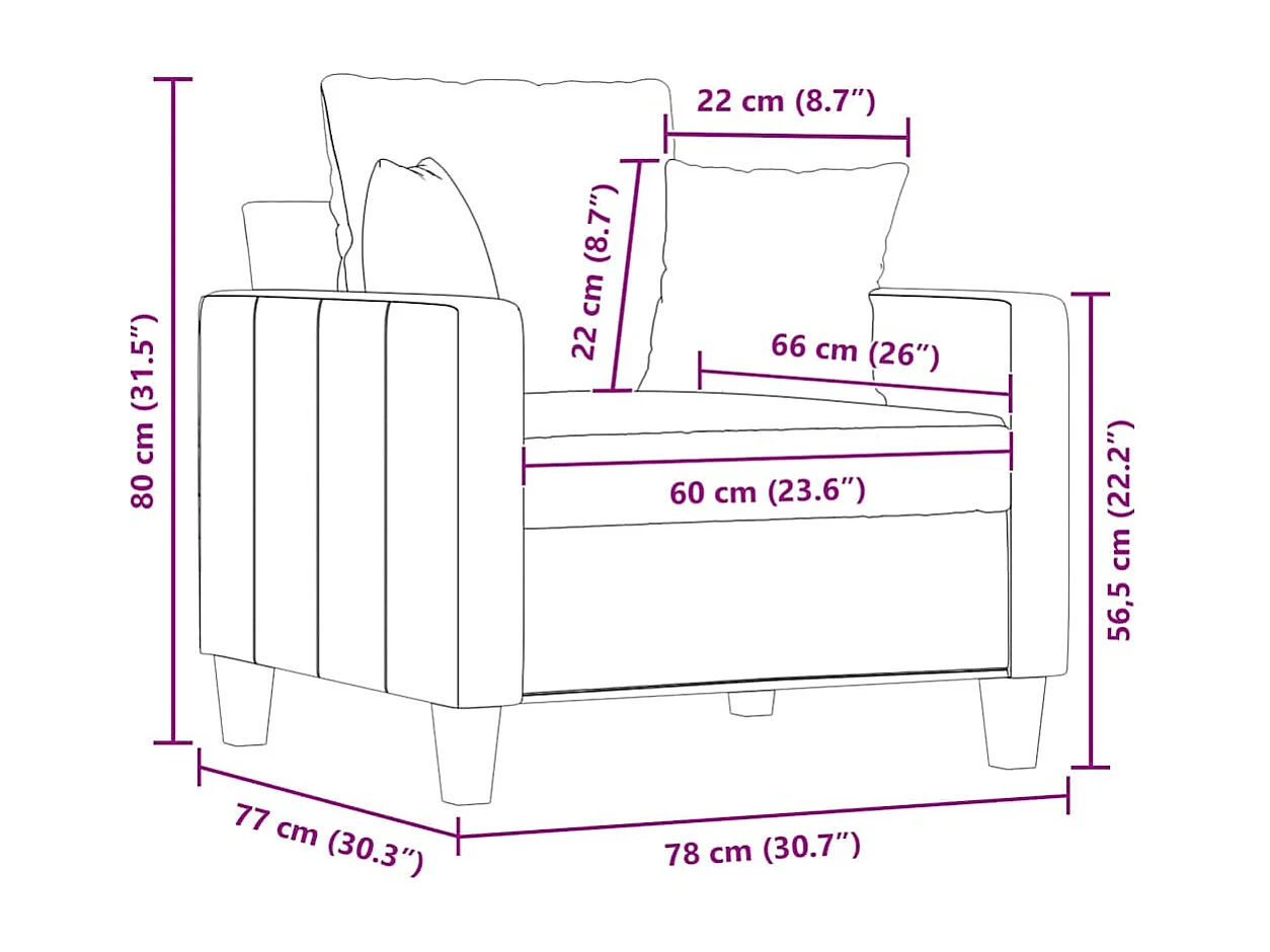 Sessel Taupe 60 cm Stoff