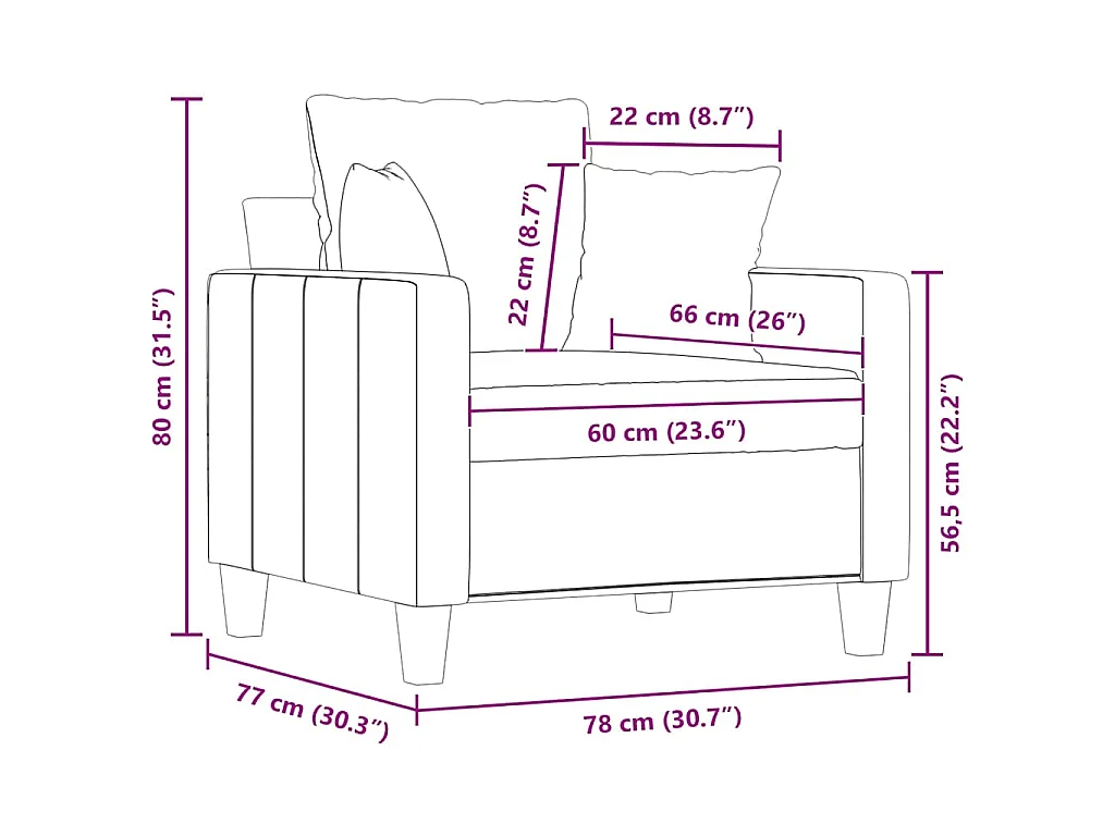 Fauteuil Taupe 60 cm Tissu