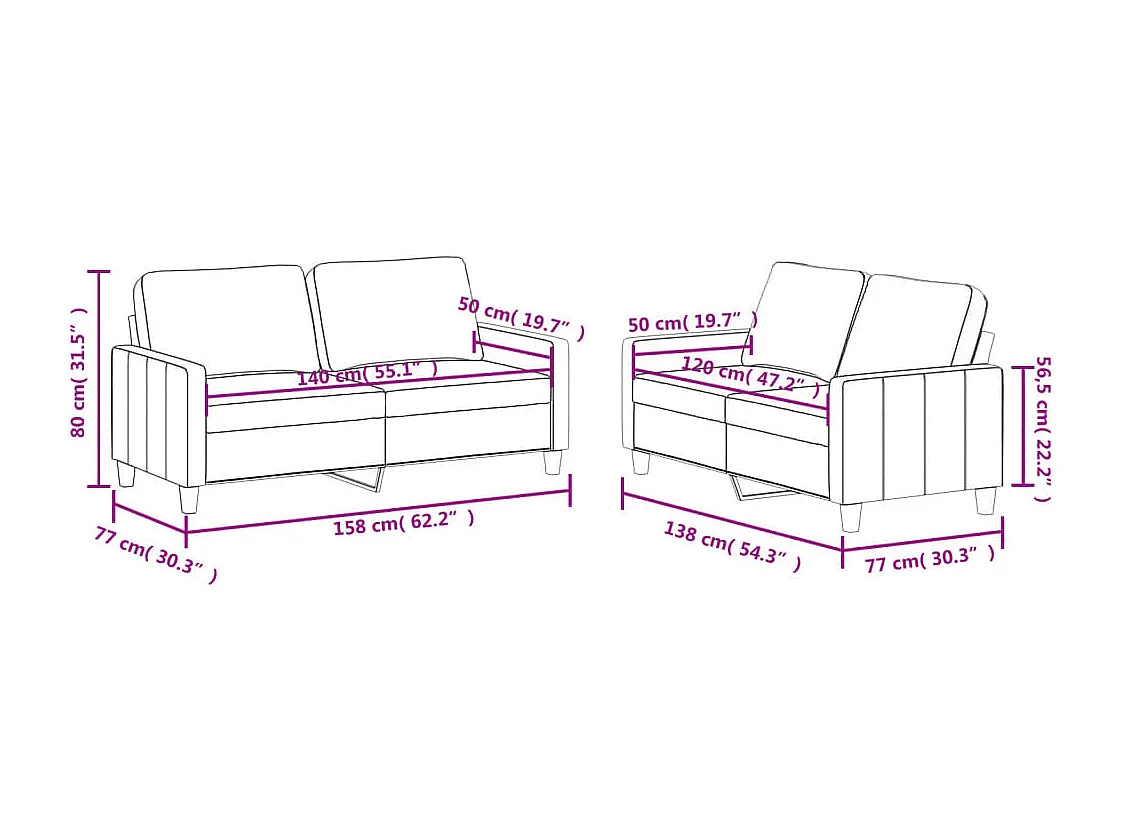 Ensemble de canapés 2 pcs avec coussins Gris Similicuir