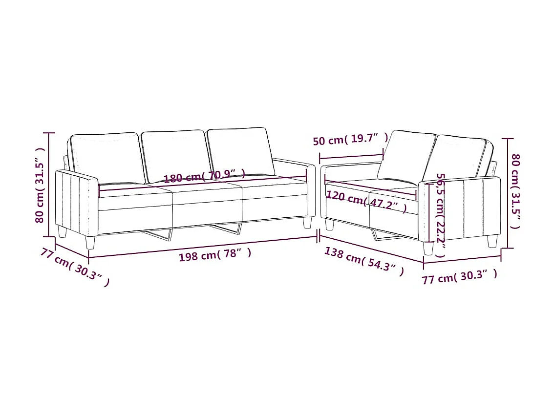 Ensemble de canapés 2 pcs avec coussins Jaune Velours