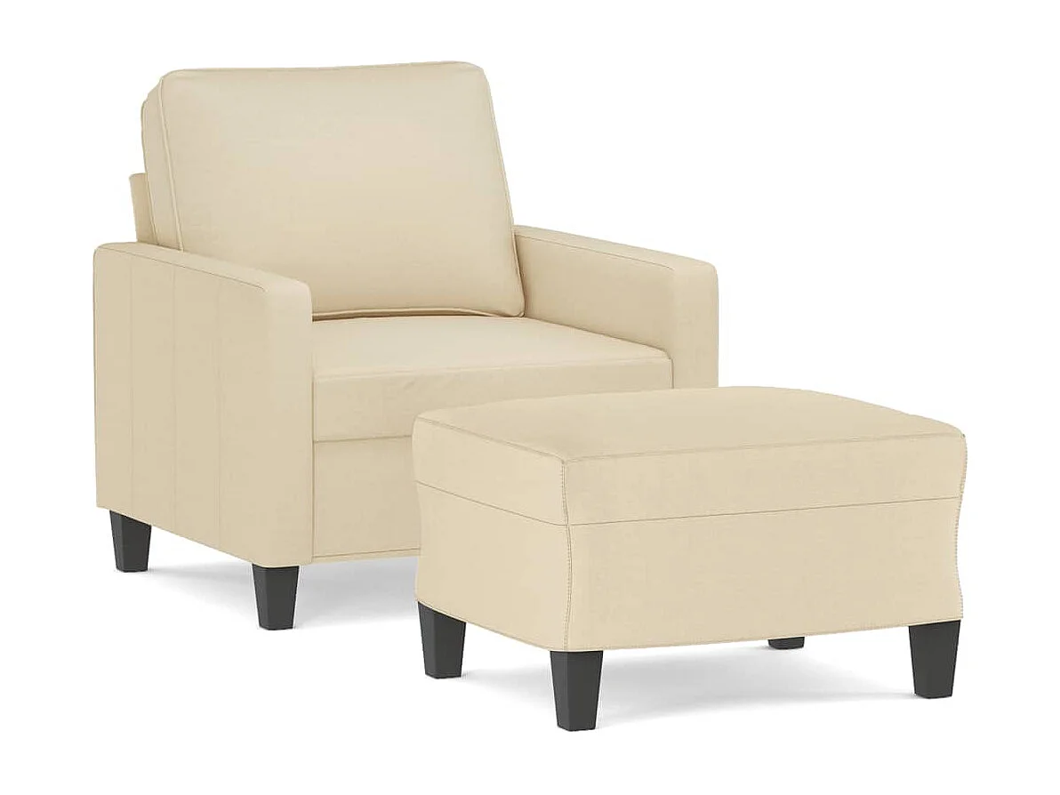 Poltrona com apoio de pés 60 cm tecido cor creme