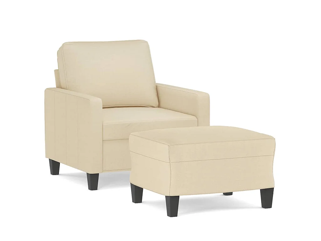 Sessel mit Hocker Creme 60 cm Stoff