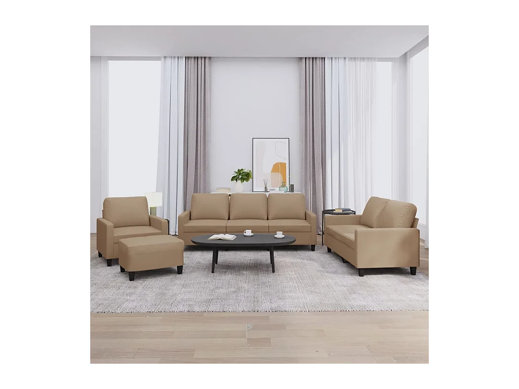 Ensemble de canapés 4 pcs avec coussins Cappuccino Similicuir