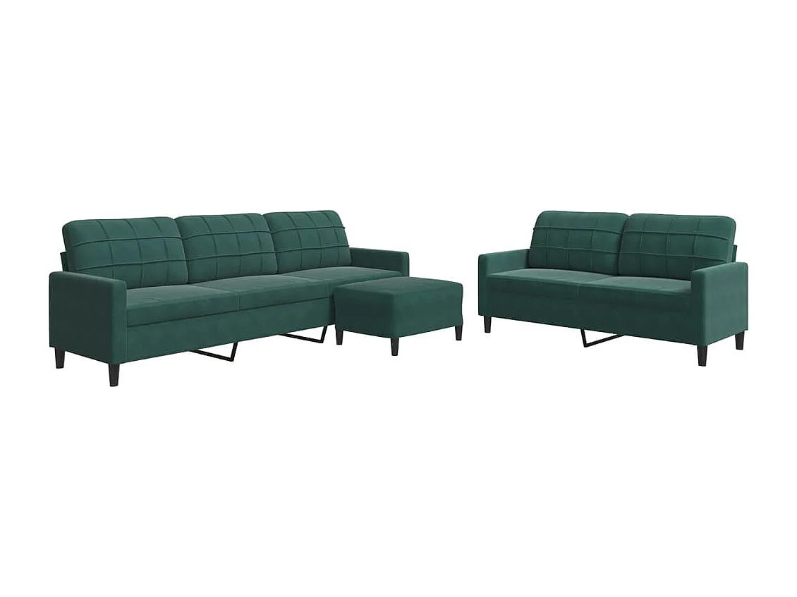 Set di Divani 3 pz con Cuscini Verde scuro in Velluto