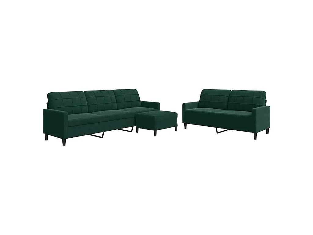 Set di Divani 3 pz con Cuscini Verde scuro in Velluto