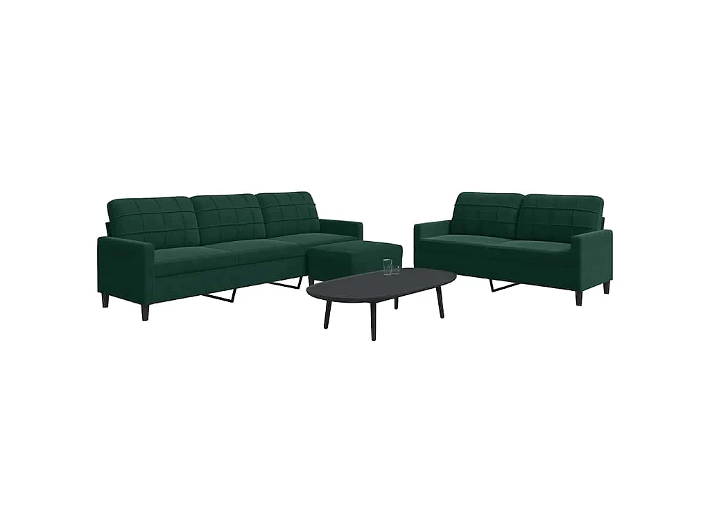 Set di Divani 3 pz con Cuscini Verde scuro in Velluto