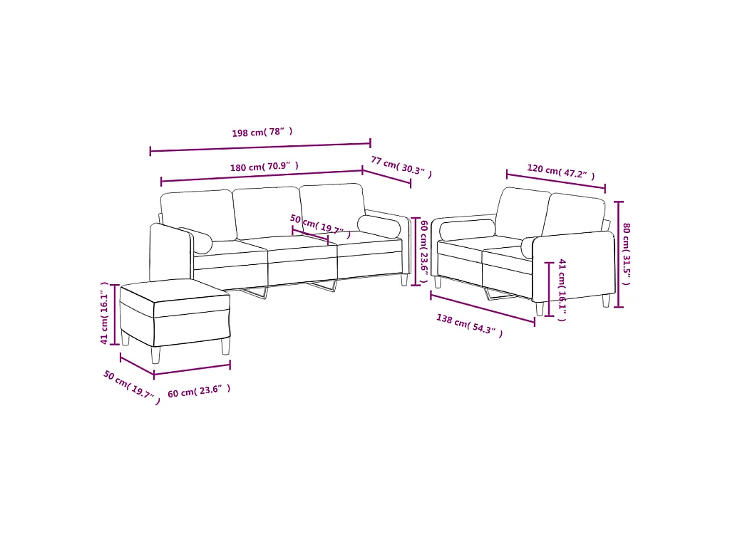 Juego de sofás con cojines 3 piezas terciopelo gris oscuro