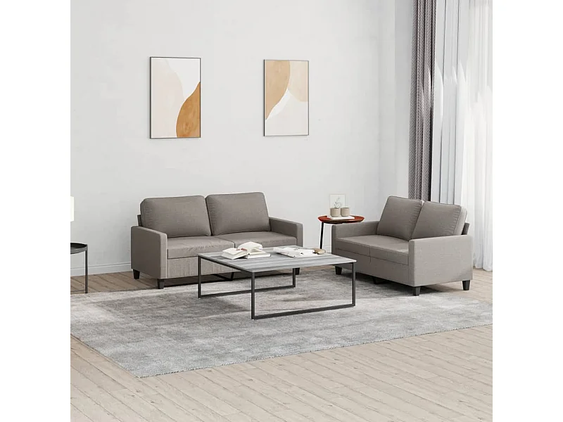 Ensemble de canapés 2 pcs avec coussins Taupe Tissu